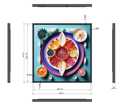 Quadratischer Anzeigemonitor mit hoher Helligkeit, 22 Zoll, ultradünner quadratischer LCD-Bildschirm, Fotoalbum